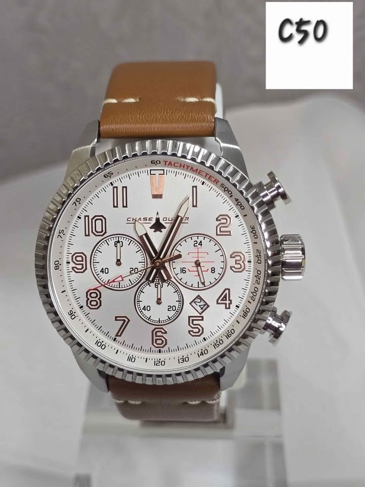 Chase Durer Flight Commander One Men's Watch - 46mm, Light Brown, Ivory